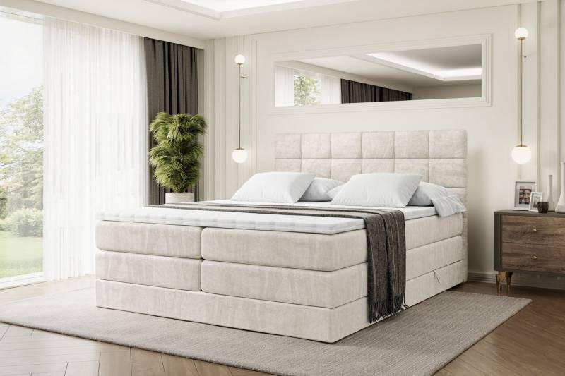 ALTDECOR Boxspringbett BRUGO KING (mit Matratze und Lattenrost Topper Polsterbett mit Bettkasten Boxbett), H4 Multipocket, H3 Bonellfederung, Doppelbett Springboxbett von ALTDECOR