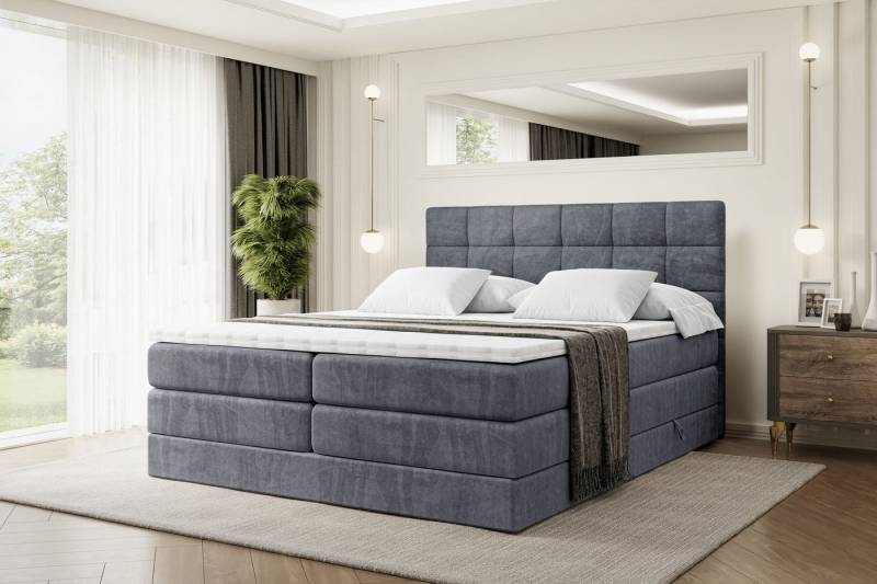 ALTDECOR Boxspringbett BRUGO KING (mit Matratze und Lattenrost Topper Polsterbett mit Bettkasten Boxbett), H4 Multipocket, H3 Bonellfederung, Doppelbett Springboxbett von ALTDECOR
