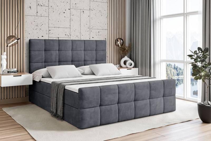 ALTDECOR Boxbett BRUGO-Z (mit Matratze Lattenrost Topper Polsterbett mit Bettkasten Doppelbett), H4 Multipocket / H3 Bonellfederung, Springboxbett Boxspringbett von ALTDECOR