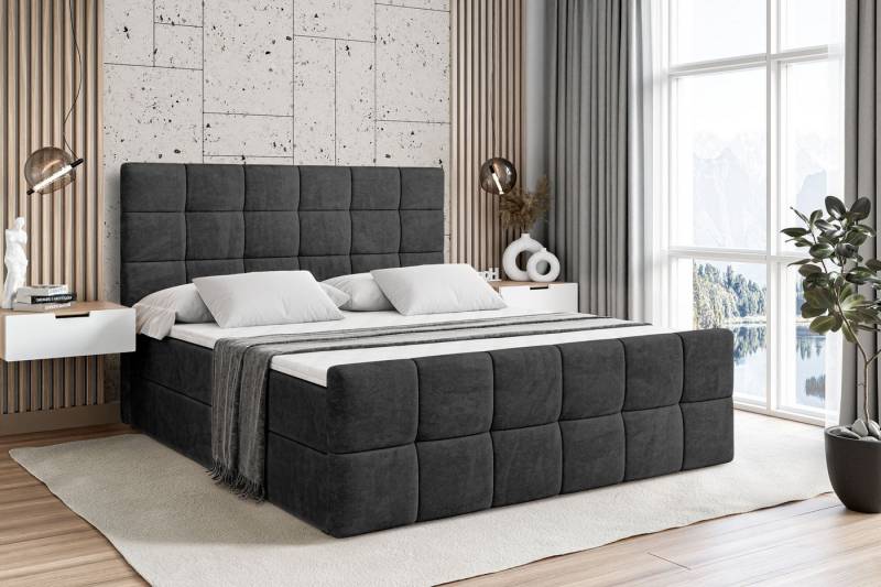 ALTDECOR Boxbett BRUGO-Z (mit Matratze Lattenrost Topper Polsterbett mit Bettkasten Doppelbett), H4 Multipocket / H3 Bonellfederung, Springboxbett Boxspringbett von ALTDECOR