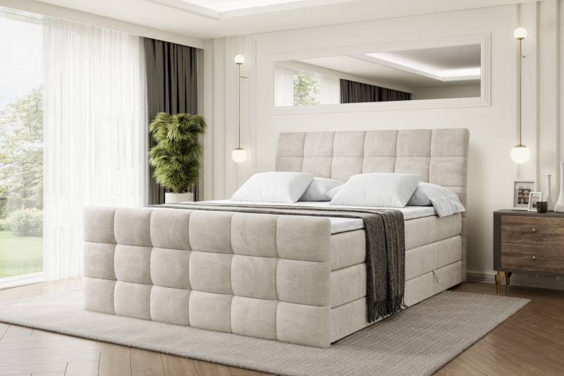 ALTDECOR Boxspringbett BRUGO-Z KING (Multipocket-Matratze H4 und H3 Matratze Bonellfederung Topper Kopfteil) von ALTDECOR