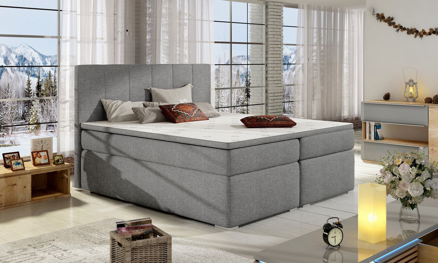 ALTDECOR Boxspringbett CANDOR (Bettkasten, H3 Matratze Bonellfederung, Topper, Kopfteil) von ALTDECOR