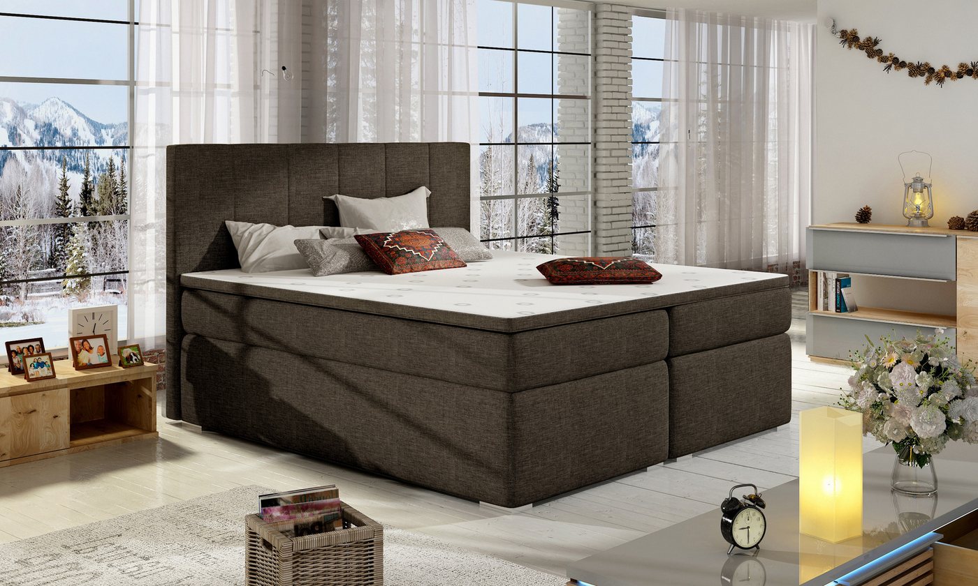 ALTDECOR Boxspringbett CANDOR (Bettkasten, H3 Matratze Bonellfederung, Topper, Kopfteil) von ALTDECOR