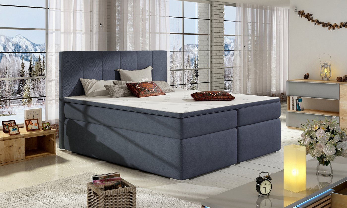 ALTDECOR Boxspringbett CANDOR (Bettkasten, H3 Matratze Bonellfederung, Topper, Kopfteil) von ALTDECOR