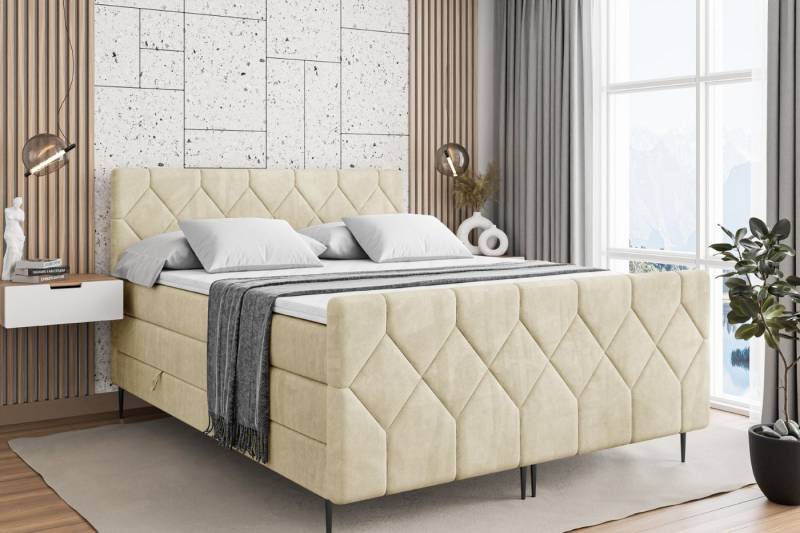 ALTDECOR Boxspringbett CATOR-F-Z KING (Multipocket-Matratze H4, H3 Matratze Bonellfederung, Topper, Kopfteil) von ALTDECOR