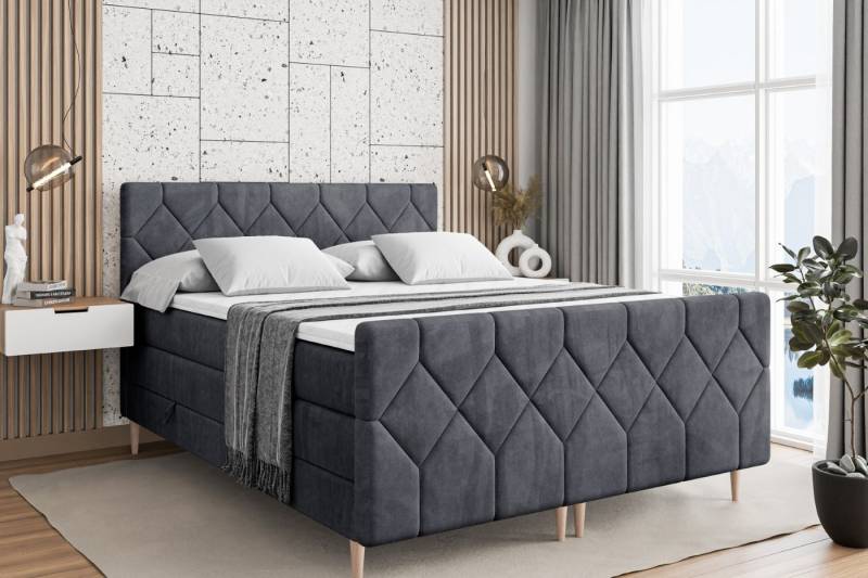 ALTDECOR Boxspringbett CATOR-F-Z KING (Multipocket-Matratze H4, H3 Matratze Bonellfederung, Topper, Kopfteil) von ALTDECOR