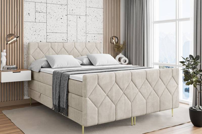 ALTDECOR Boxspringbett CATOR-F-Z KING (Multipocket-Matratze H4, H3 Matratze Bonellfederung, Topper, Kopfteil) von ALTDECOR