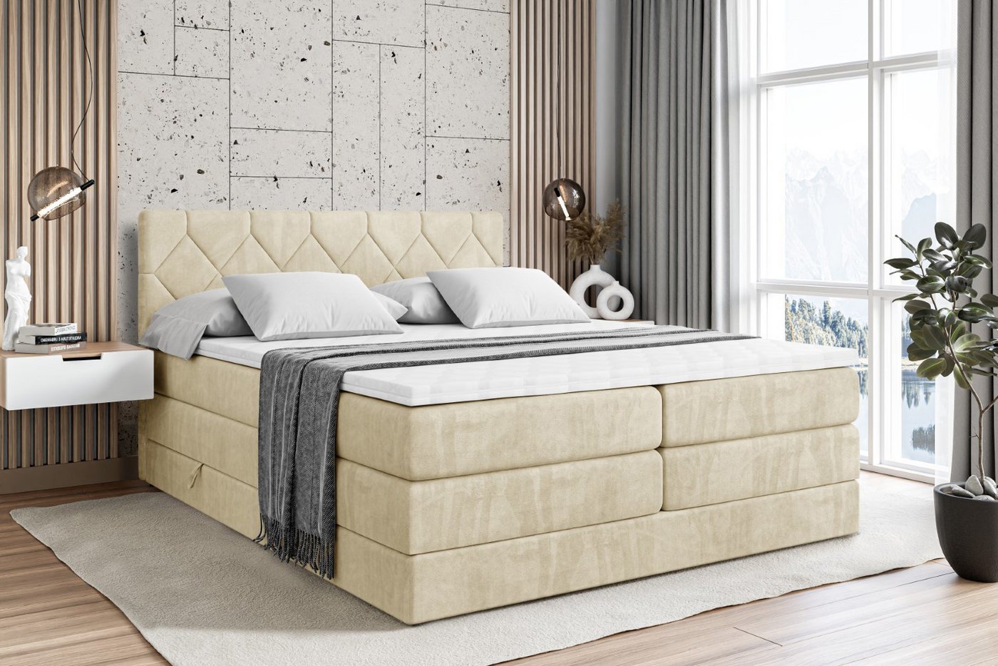ALTDECOR Boxspringbett CATOR KING (Multipocket-Matratze H4, H3 Matratze Bonellfederung, Topper, Kopfteil) von ALTDECOR