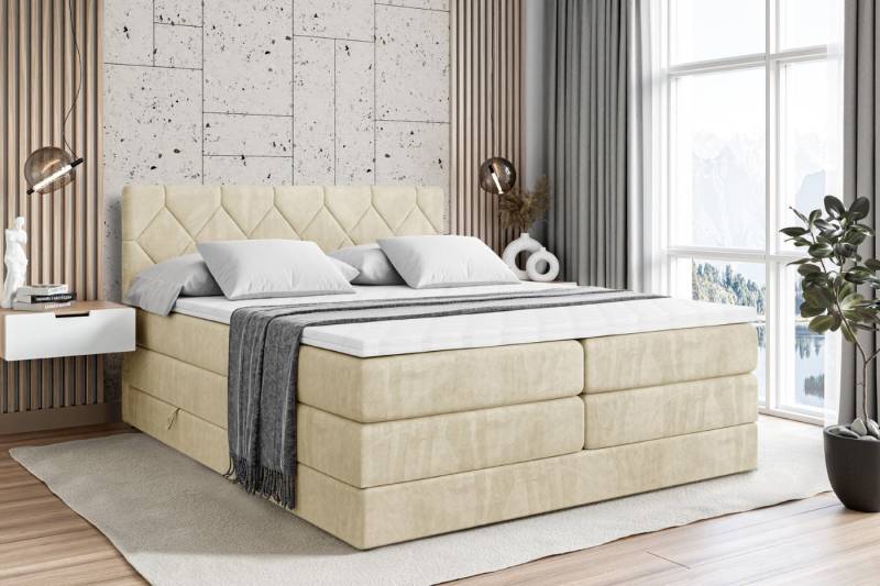 ALTDECOR Boxspringbett CATOR KING (Multipocket-Matratze H4, H3 Matratze Bonellfederung, Topper, Kopfteil) von ALTDECOR