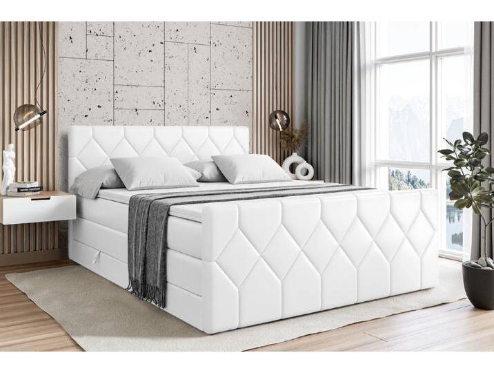 ALTDECOR Boxspringbett CATOR-Z KING (Multipocket-Matratze H4, H3 Matratze Bonellfederung, Topper, Kopfteil), Doppelbett mit Fußteil, weiß von ALTDECOR