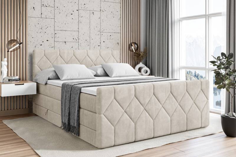 ALTDECOR Boxspringbett CATOR-Z KING (Multipocket-Matratze H4, H3 Matratze Bonellfederung, Topper, Kopfteil), Doppelbett mit Fußteil von ALTDECOR