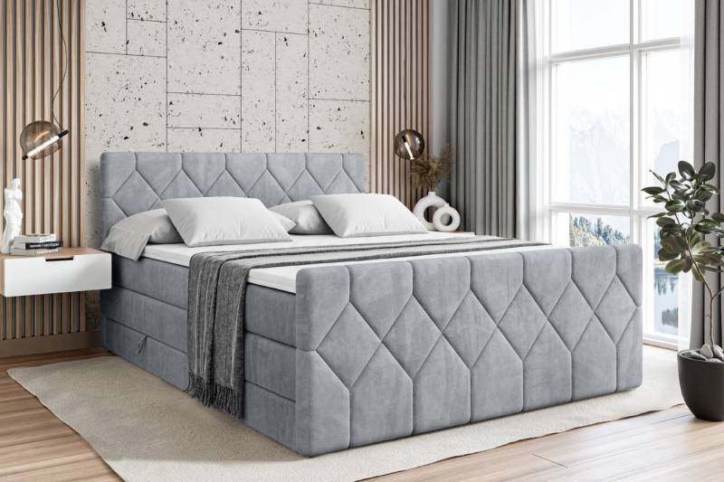 ALTDECOR Boxspringbett CATOR-Z KING (Multipocket-Matratze H4, H3 Matratze Bonellfederung, Topper, Kopfteil), Doppelbett mit Fußteil von ALTDECOR