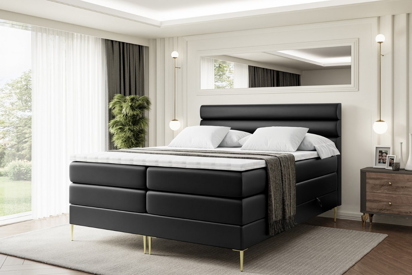 ALTDECOR Boxspringbett CELESTIA-F KING (Multipocket-Matratze H4, H3 Matratze Bonellfederung, Topper, Kopfteil) von ALTDECOR