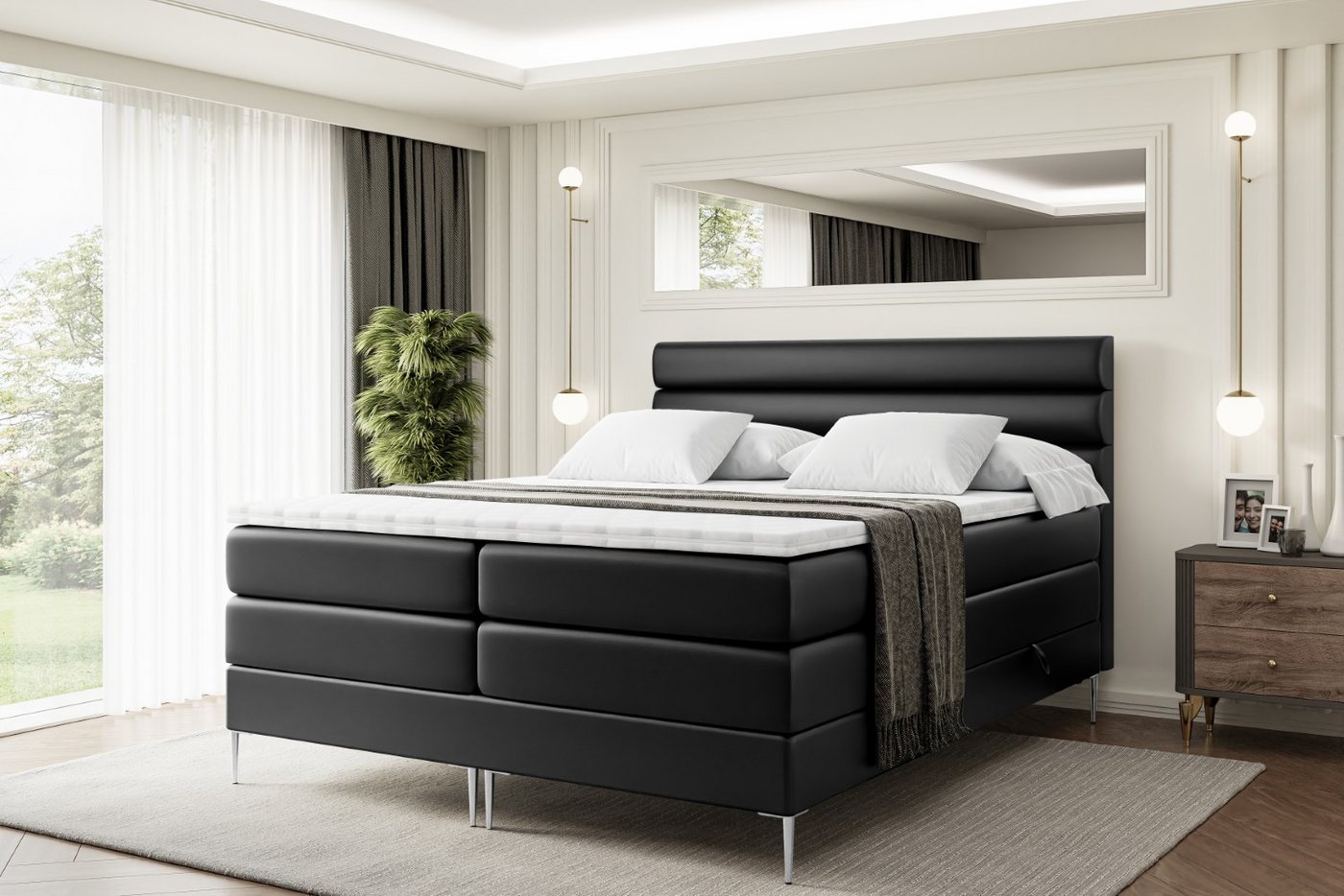 ALTDECOR Boxspringbett CELESTIA-F KING (Multipocket-Matratze H4, H3 Matratze Bonellfederung, Topper, Kopfteil) von ALTDECOR