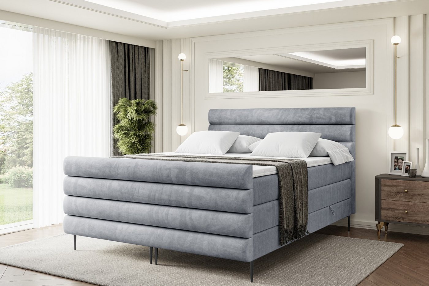 ALTDECOR Boxspringbett CELESTIA-F-Z KING (Multipocket-Matratze H4, H3 Matratze Bonellfederung, Topper, Kopfteil) von ALTDECOR