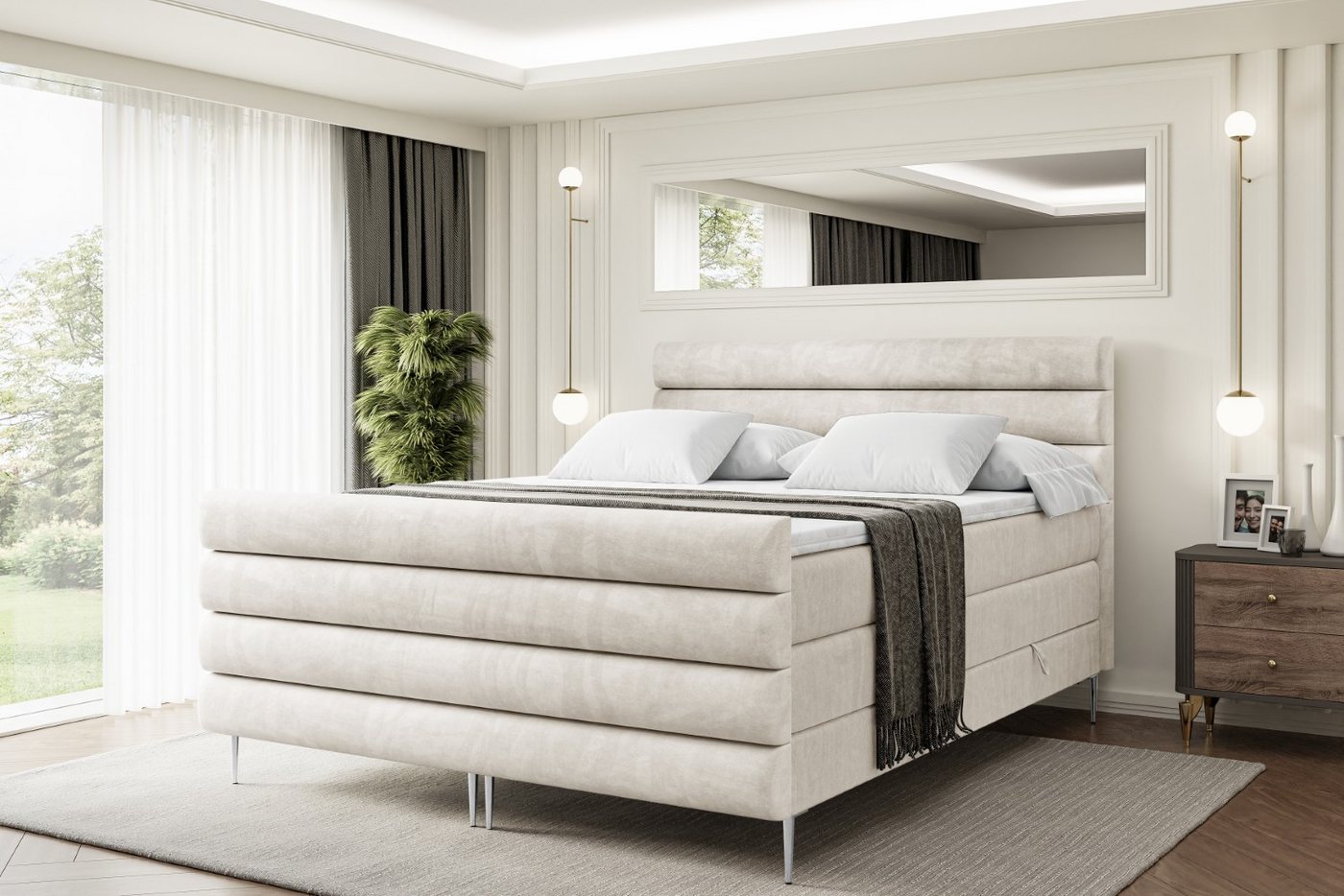 ALTDECOR Boxspringbett CELESTIA-F-Z KING (Multipocket-Matratze H4, H3 Matratze Bonellfederung, Topper, Kopfteil) von ALTDECOR