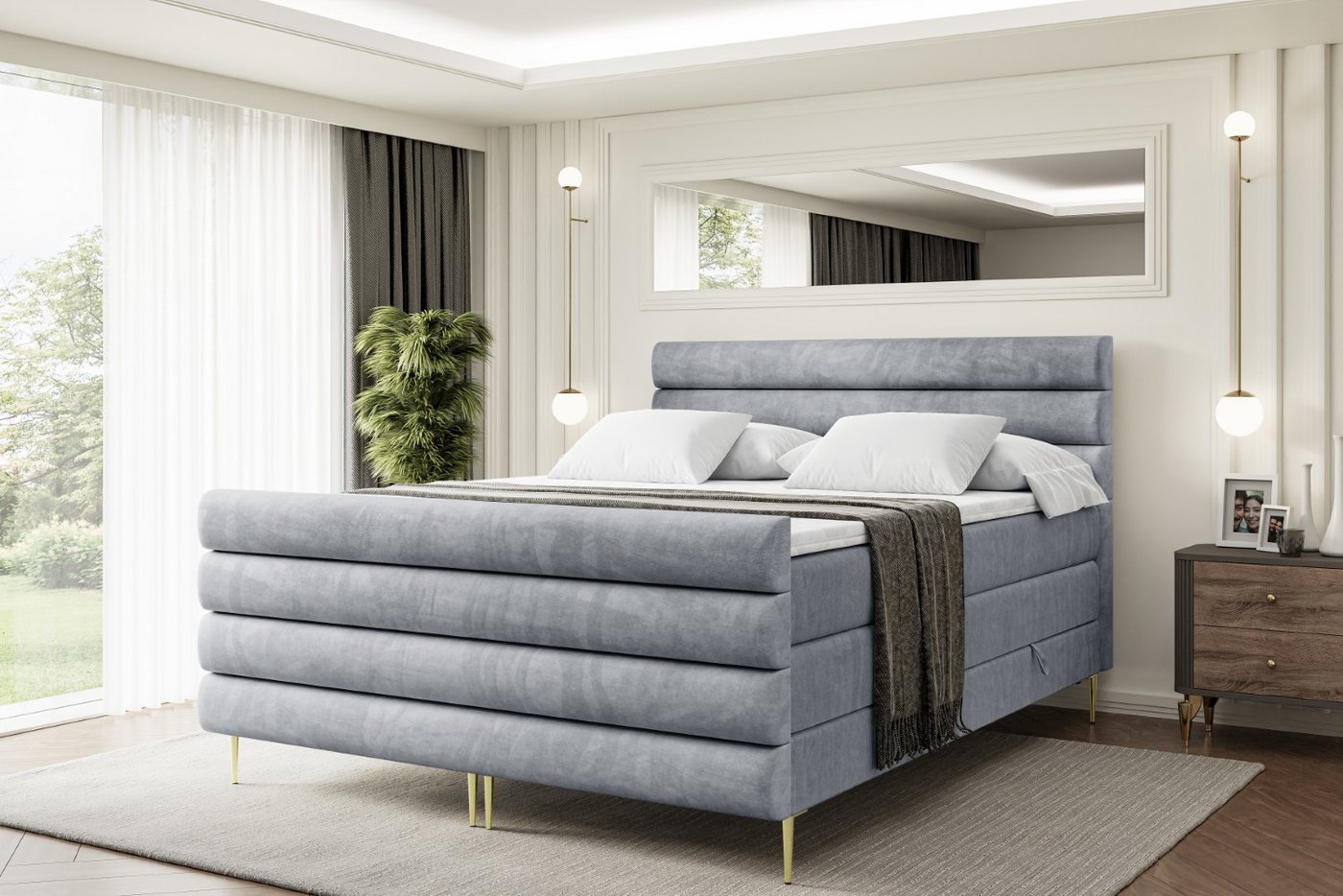 ALTDECOR Boxspringbett CELESTIA-F-Z KING (Multipocket-Matratze H4, H3 Matratze Bonellfederung, Topper, Kopfteil) von ALTDECOR