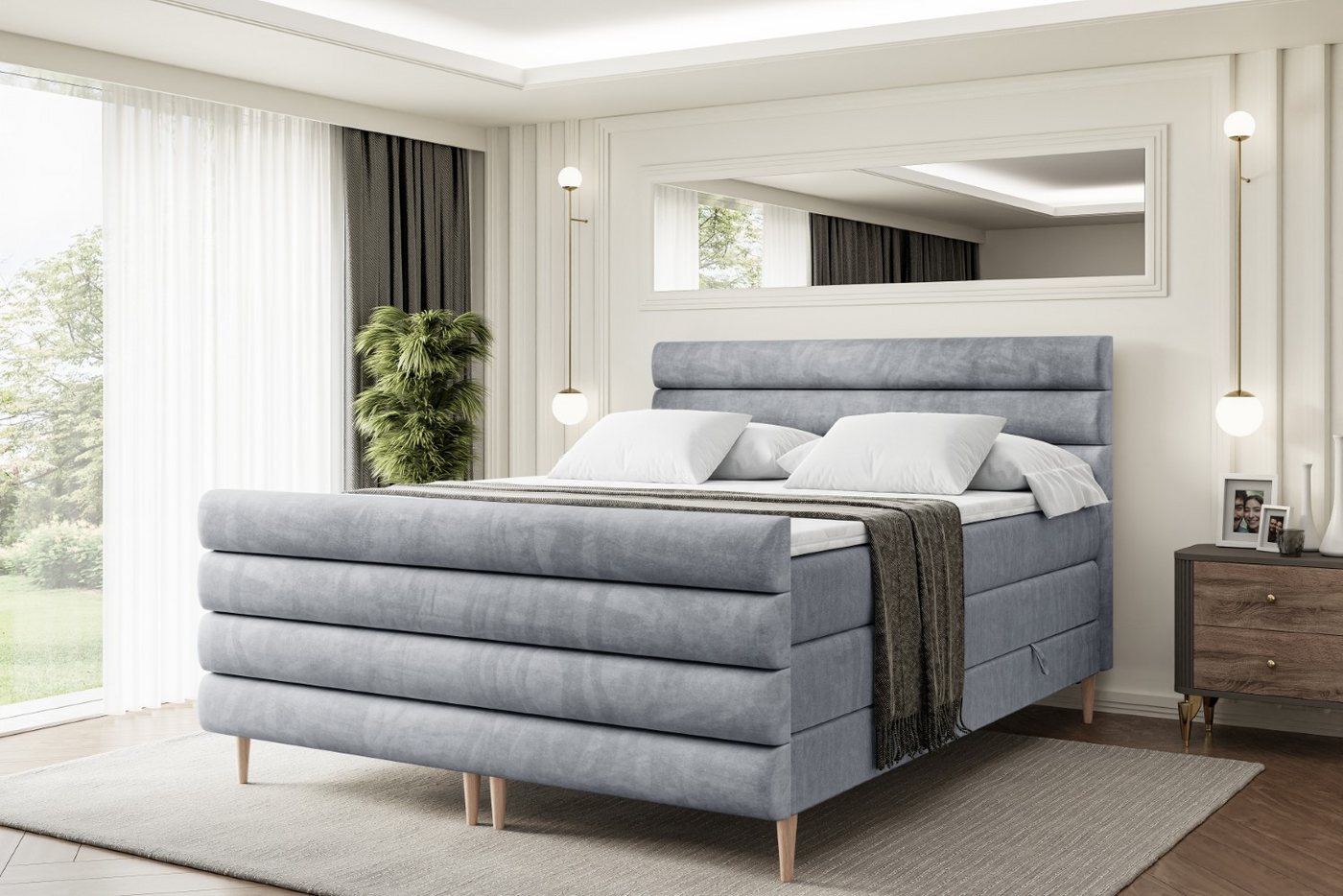 ALTDECOR Boxspringbett CELESTIA-F-Z KING (Multipocket-Matratze H4, H3 Matratze Bonellfederung, Topper, Kopfteil) von ALTDECOR