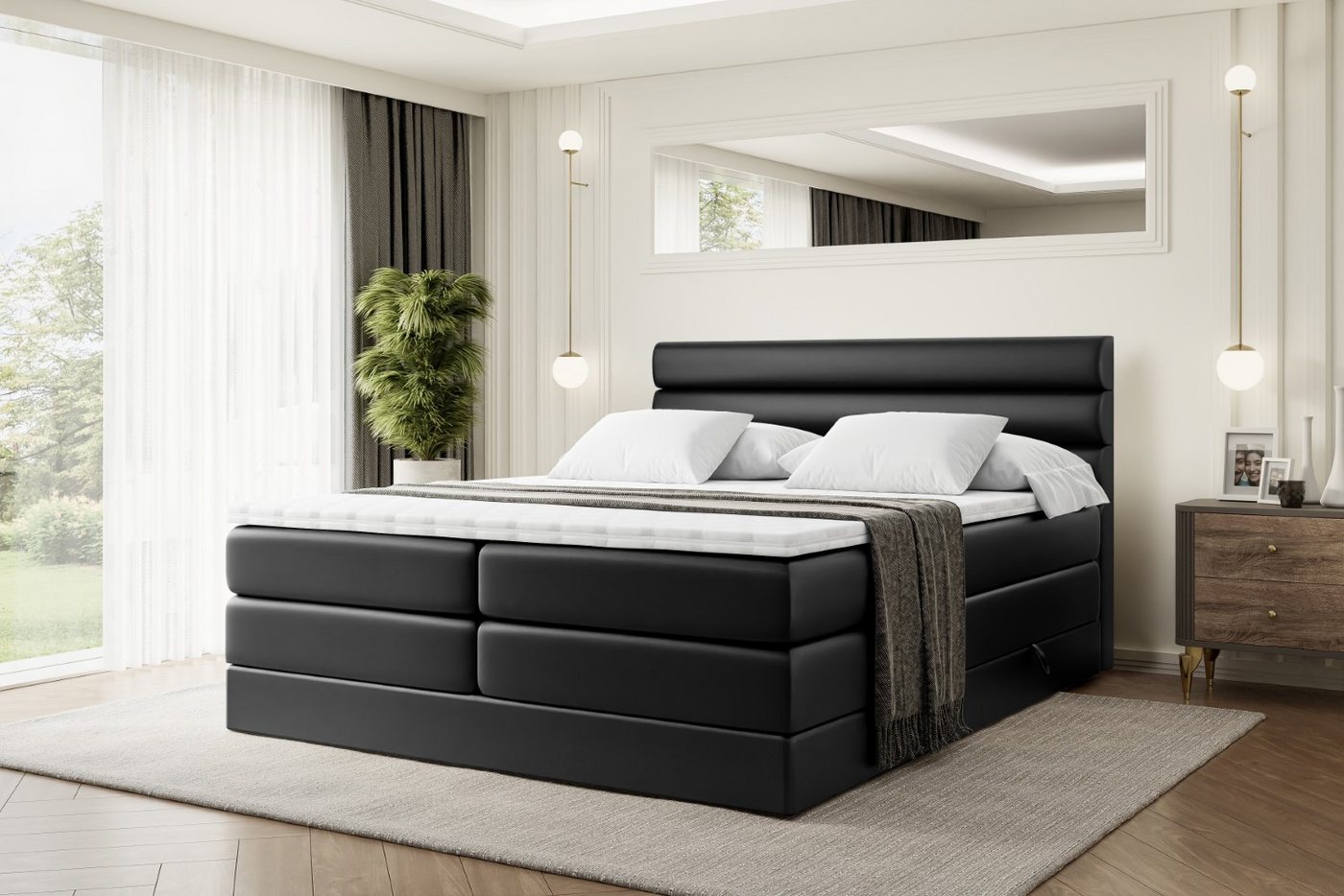 ALTDECOR Boxspringbett CELESTIA KING (Multipocket-Matratze H4, H3 Matratze Bonellfederung, Topper, Kopfteil) von ALTDECOR