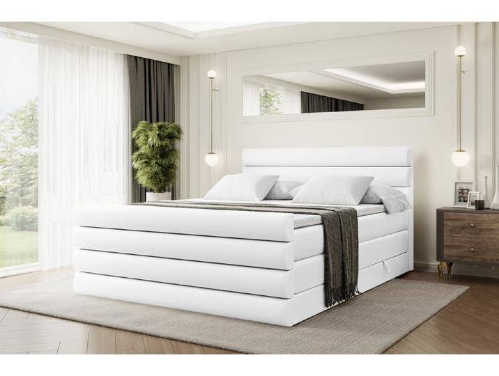 ALTDECOR Boxspringbett CELESTIA-Z KING (Multipocket-Matratze H4, H3 Matratze Bonellfederung, Topper, Kopfteil), Doppelbett mit Fußteil, weiß von ALTDECOR