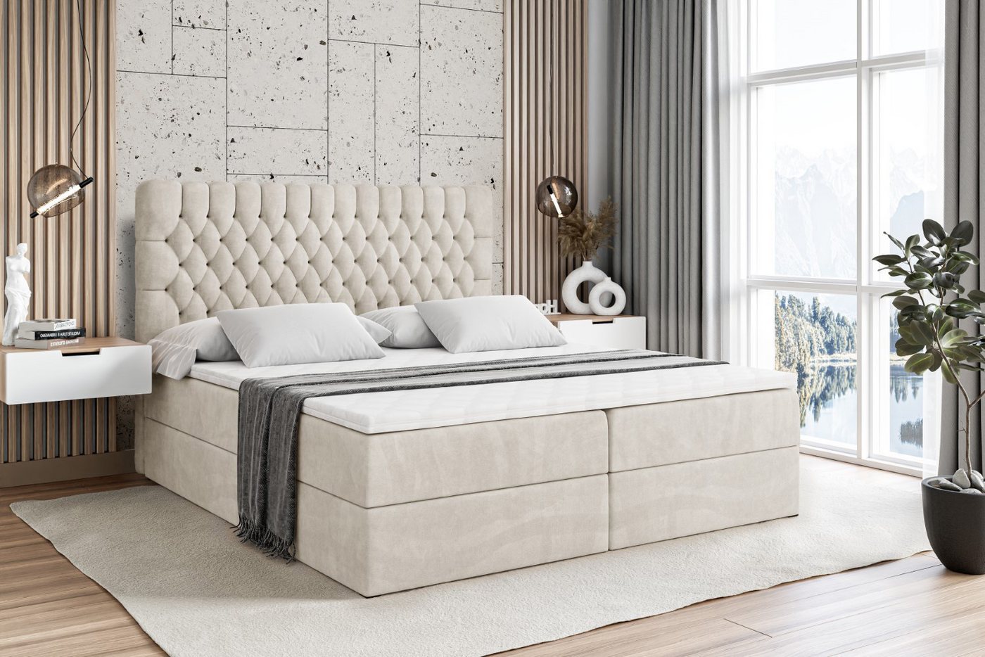 ALTDECOR Boxbett SERENE (Multipocket-Matratze H4. H3 Matratze Bonellfederung. Topper. Kopfteil) von ALTDECOR