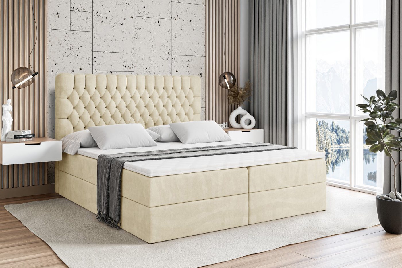 ALTDECOR Boxbett SERENE (Multipocket-Matratze H4, H3 Matratze Bonellfederung, Topper, Kopfteil) von ALTDECOR