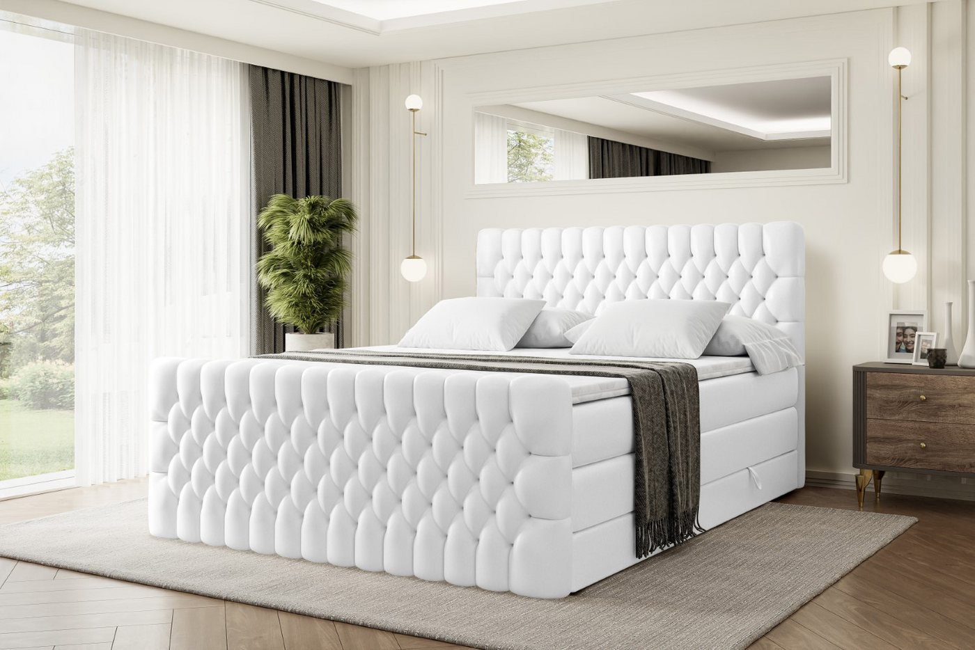 ALTDECOR Boxspringbett SERENE-Z KING (Multipocket-Matratze H4 und H3 Matratze Bonellfederung Topper Kopfteil) von ALTDECOR