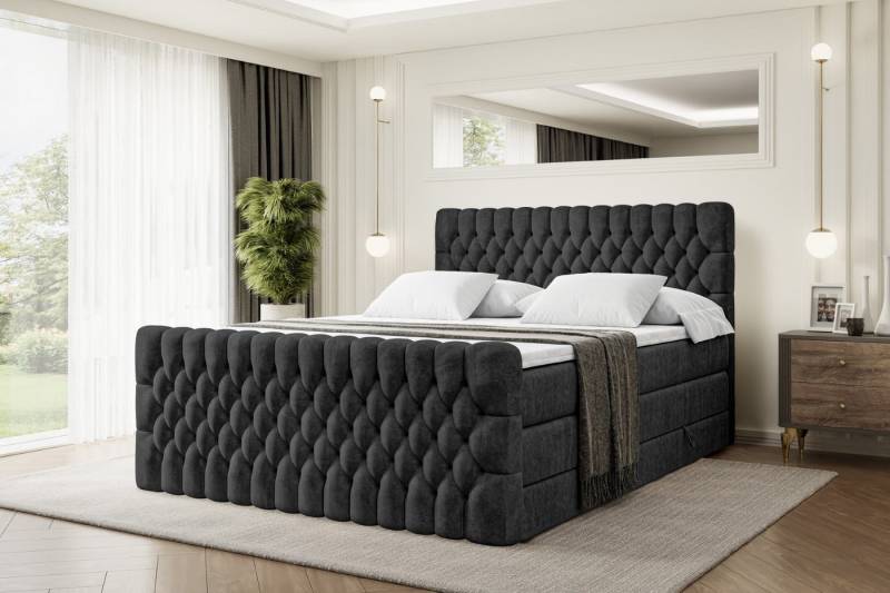 ALTDECOR Boxspringbett SERENE-Z KING (Multipocket-Matratze H4, H3 Matratze Bonellfederung, Topper, Kopfteil), Doppelbett mit Fußteil von ALTDECOR