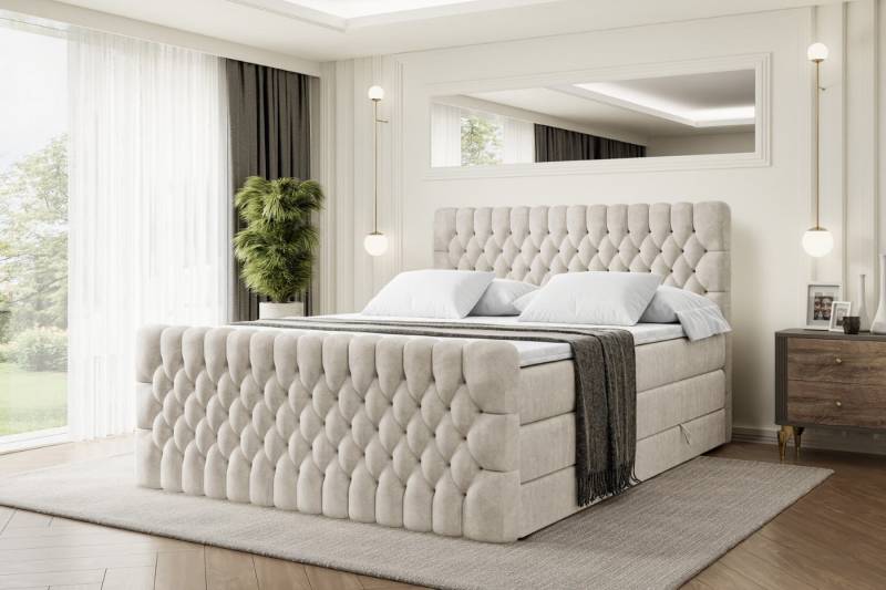 ALTDECOR Boxspringbett SERENE-Z KING (Multipocket-Matratze H4 und H3 Matratze Bonellfederung Topper Kopfteil) von ALTDECOR