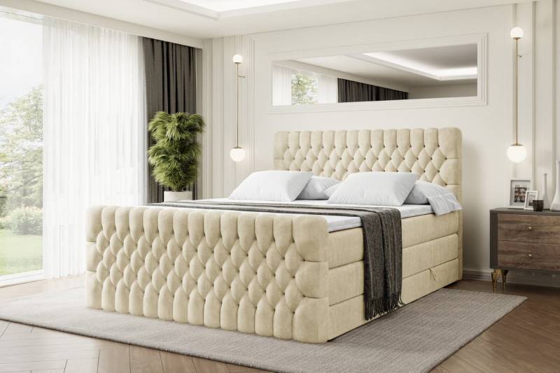 ALTDECOR Boxspringbett SERENE-Z KING (Multipocket-Matratze H4, H3 Matratze Bonellfederung, Topper, Kopfteil), Doppelbett mit Fußteil von ALTDECOR