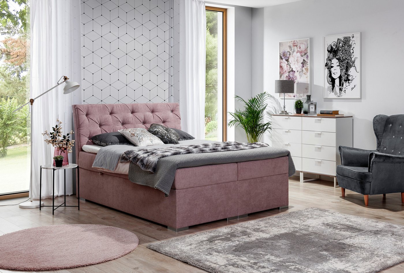 ALTDECOR Boxspringbett DREAM (Bettkasten, H3 Matratze Bonellfederung, Topper, Kopfteil) von ALTDECOR