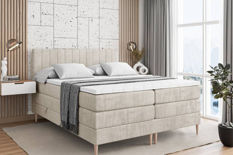 ALTDECOR Boxspringbett EDITA-F KING (Multipocket-Matratze H4, H3 Matratze Bonellfederung, Topper, Kopfteil),   von ALTDECOR
