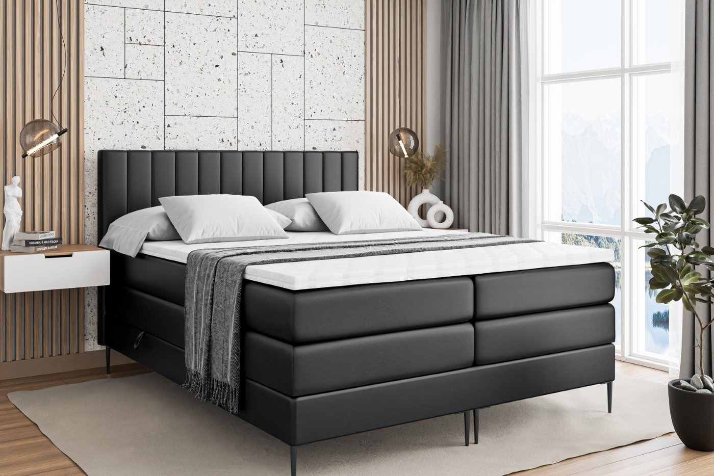 ALTDECOR Boxspringbett EDITA-F KING (Multipocket-Matratze H4, H3 Matratze Bonellfederung, Topper, Kopfteil) von ALTDECOR