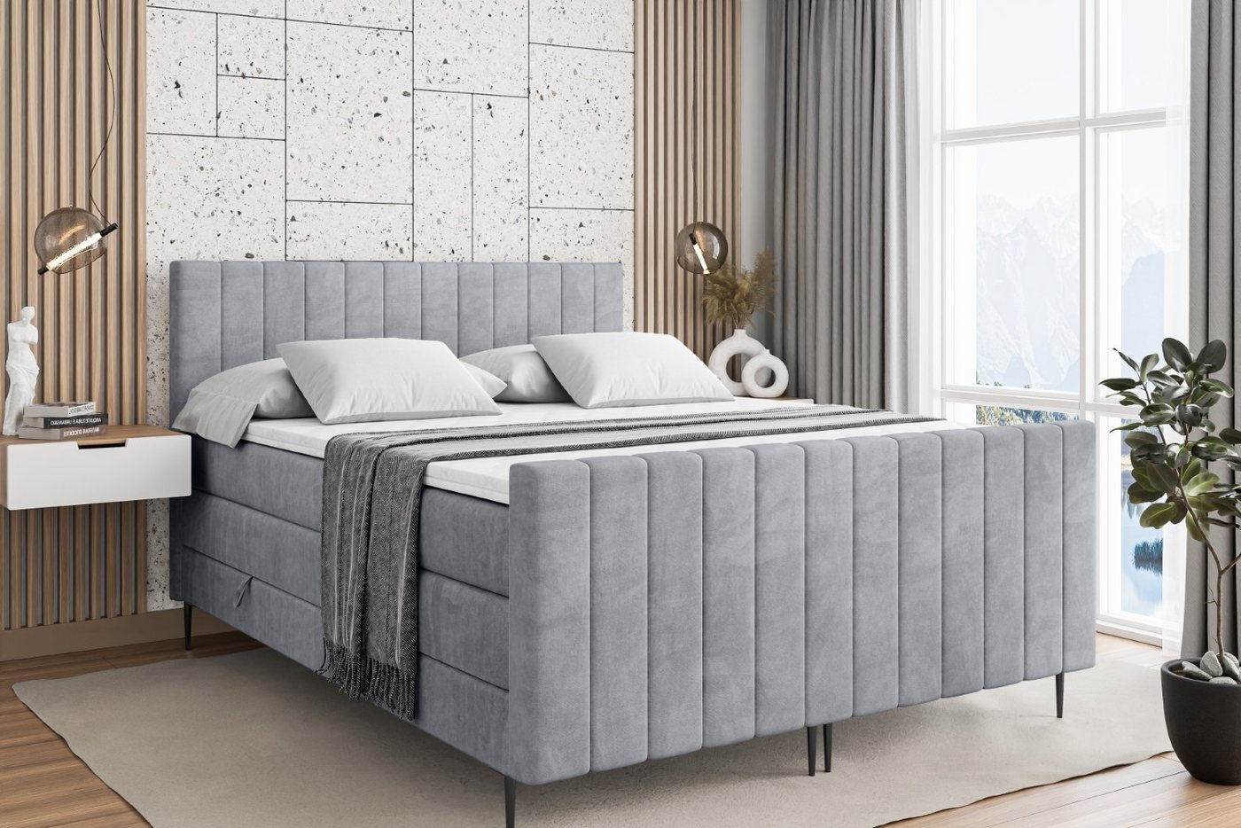 ALTDECOR Boxspringbett EDITA-F-Z KING (Multipocket-Matratze H4, H3 Matratze Bonellfederung, Topper, Kopfteil) von ALTDECOR