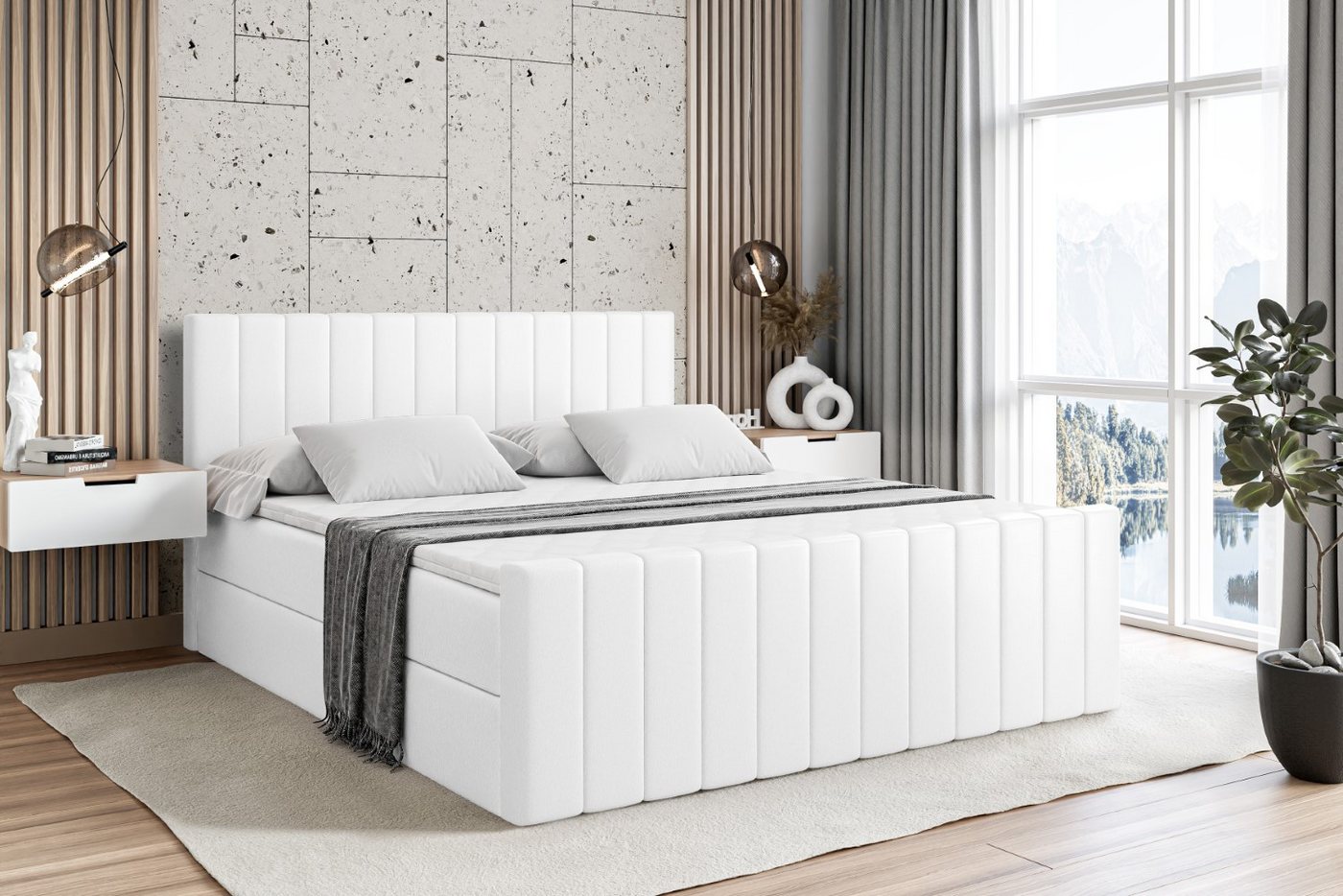 ALTDECOR Boxbett EDITA-Z (Multipocket-Matratze H4, H3 Matratze Bonellfederung, Topper, Kopfteil), Doppelbett mit Fußteil von ALTDECOR