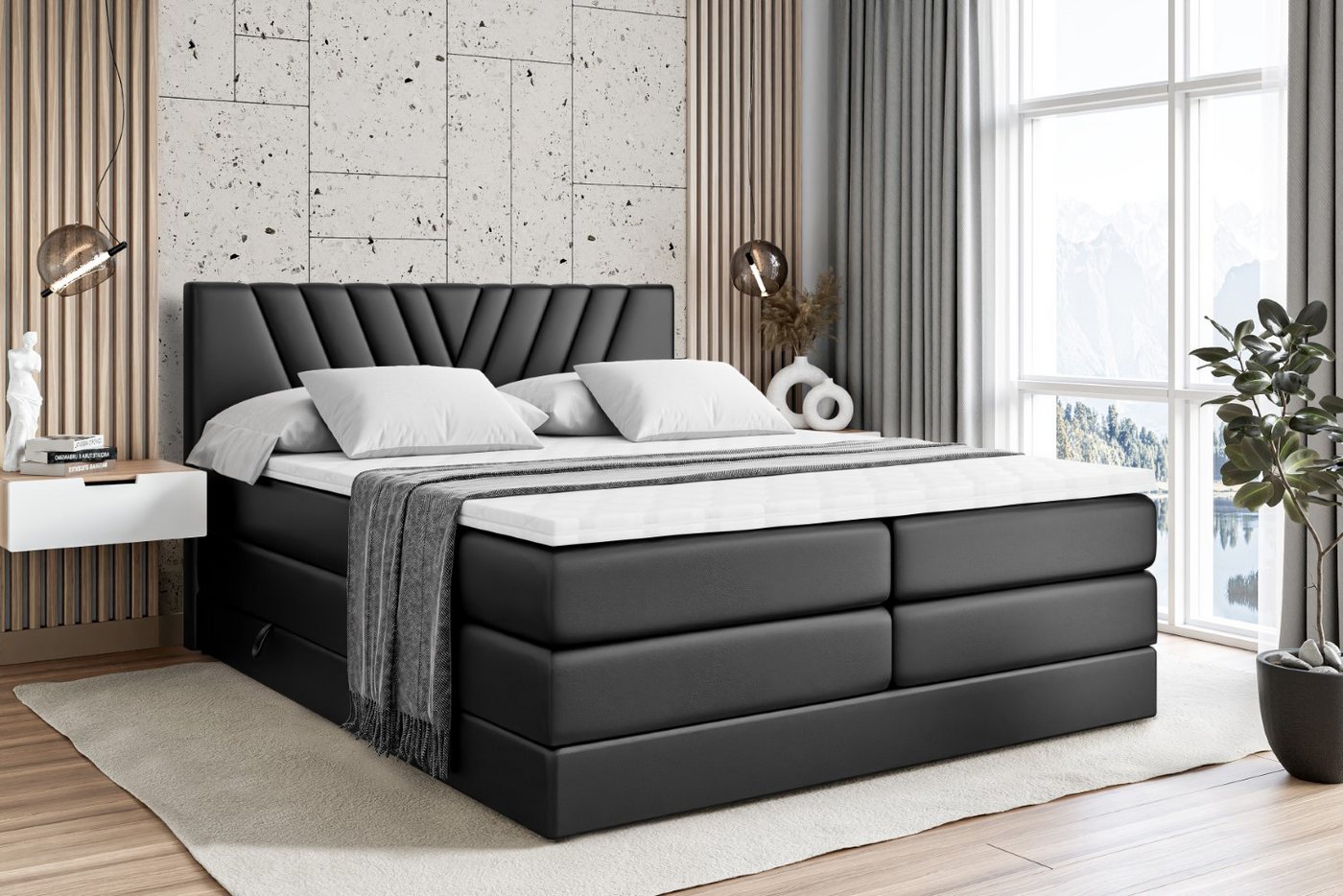 ALTDECOR Boxspringbett ERNINA KING (Multipocket-Matratze H4, H3 Matratze Bonellfederung, Topper, Kopfteil) von ALTDECOR
