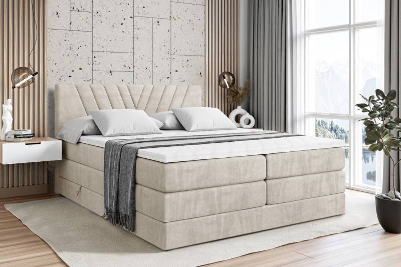 ALTDECOR Boxspringbett ERNINA KING (Multipocket-Matratze H4, H3 Matratze Bonellfederung, Topper, Kopfteil) von ALTDECOR