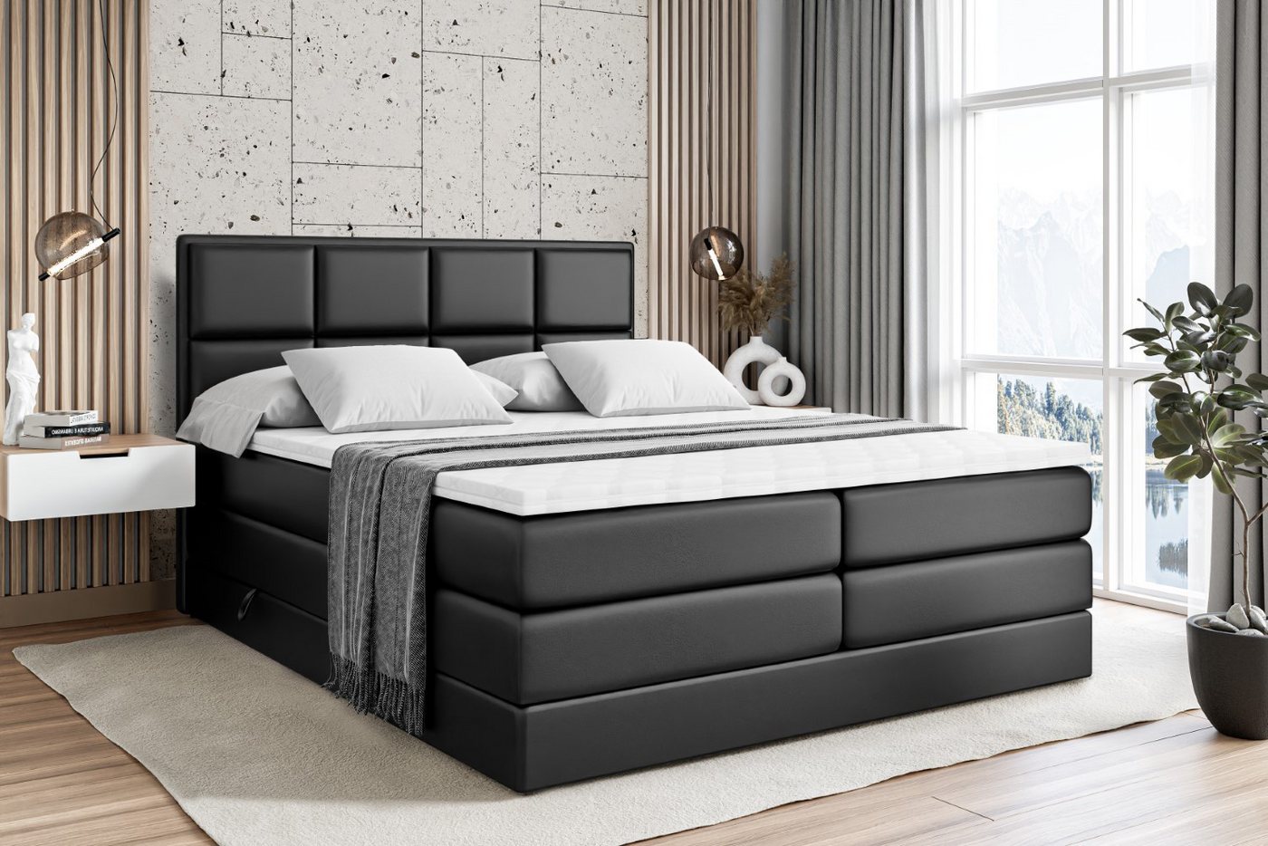 ALTDECOR Boxspringbett NOVA KING (Multipocket-Matratze H4, H3 Matratze Bonellfederung, Topper, Kopfteil) von ALTDECOR