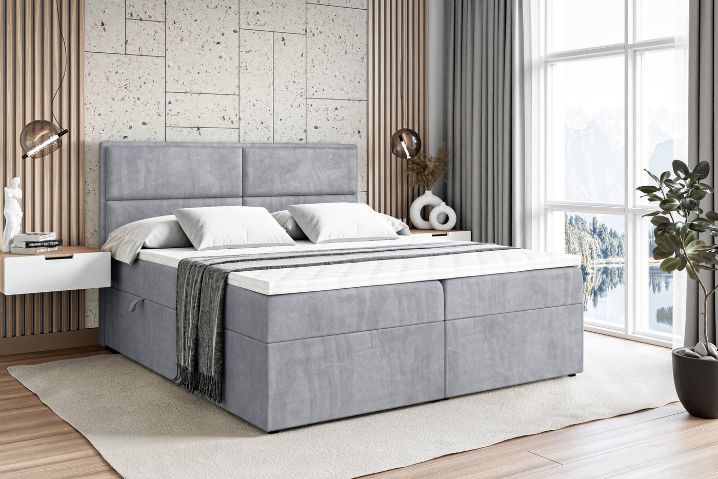 ALTDECOR Boxspringbett GARTUN (Multipocket-Matratze H4. H3 Matratze Bonellfederung. Topper. Kopfteil) von ALTDECOR