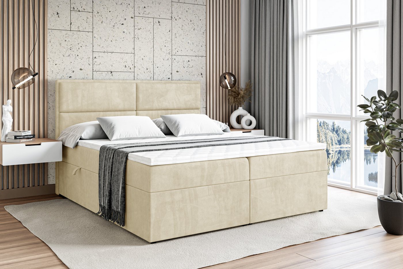 ALTDECOR Boxbett AURA (Multipocket-Matratze H4. H3 Matratze Bonellfederung. Topper. Kopfteil) von ALTDECOR