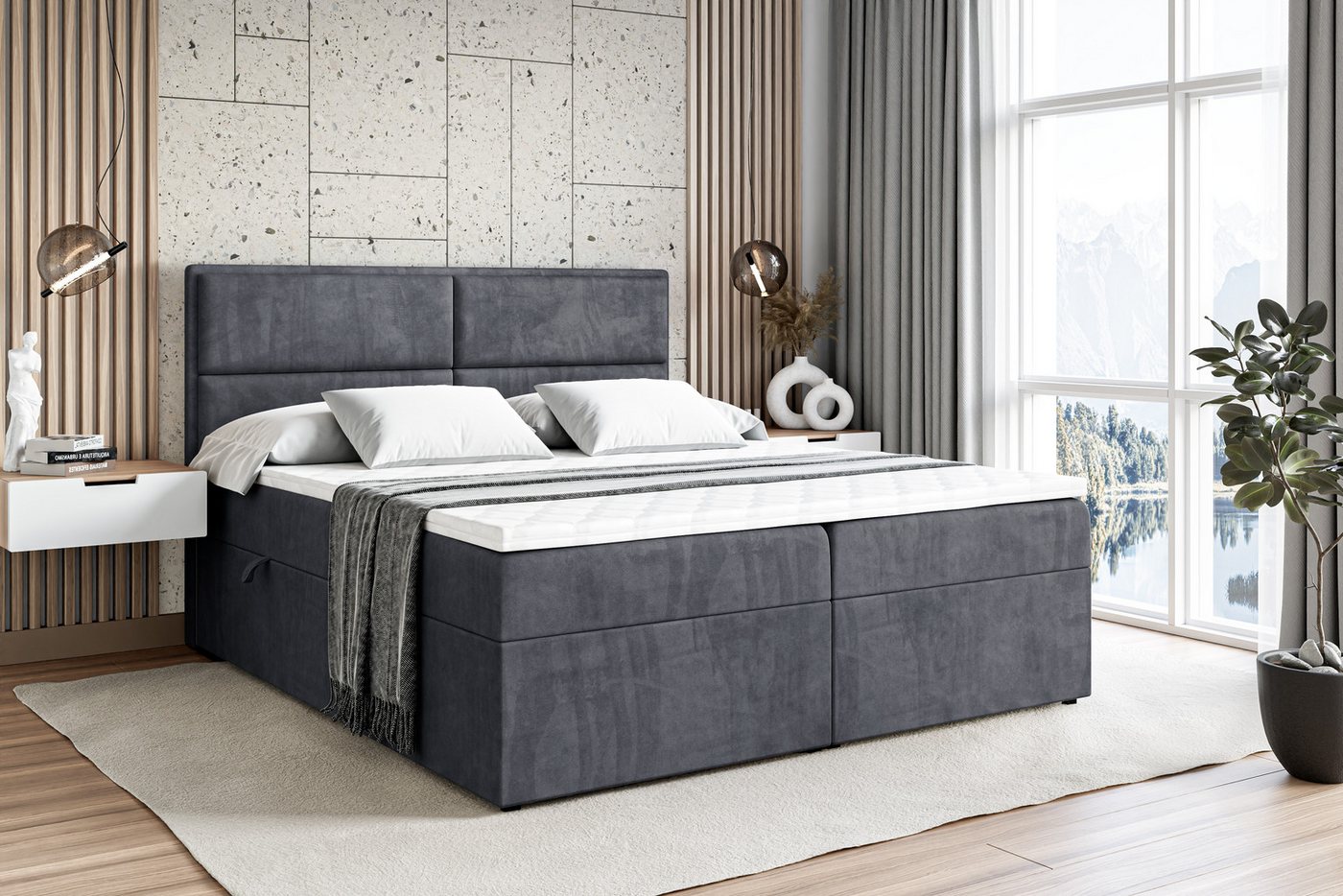 ALTDECOR Boxspringbett GARTUN (Multipocket-Matratze H4. H3 Matratze Bonellfederung. Topper. Kopfteil) von ALTDECOR