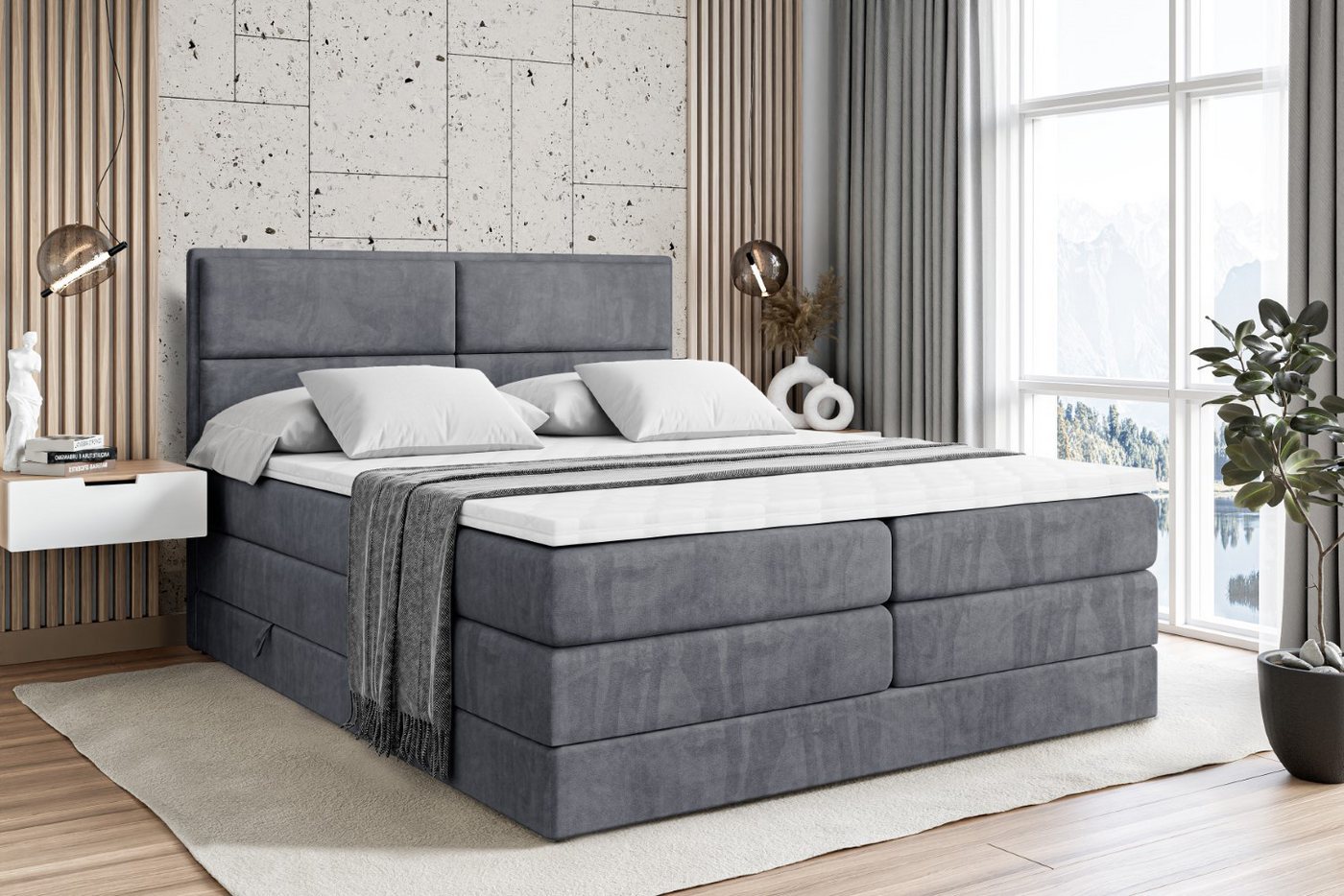 ALTDECOR Boxspringbett AURA KING (Multipocket-Matratze H4, H3 Matratze Bonellfederung, Topper, Kopfteil) von ALTDECOR