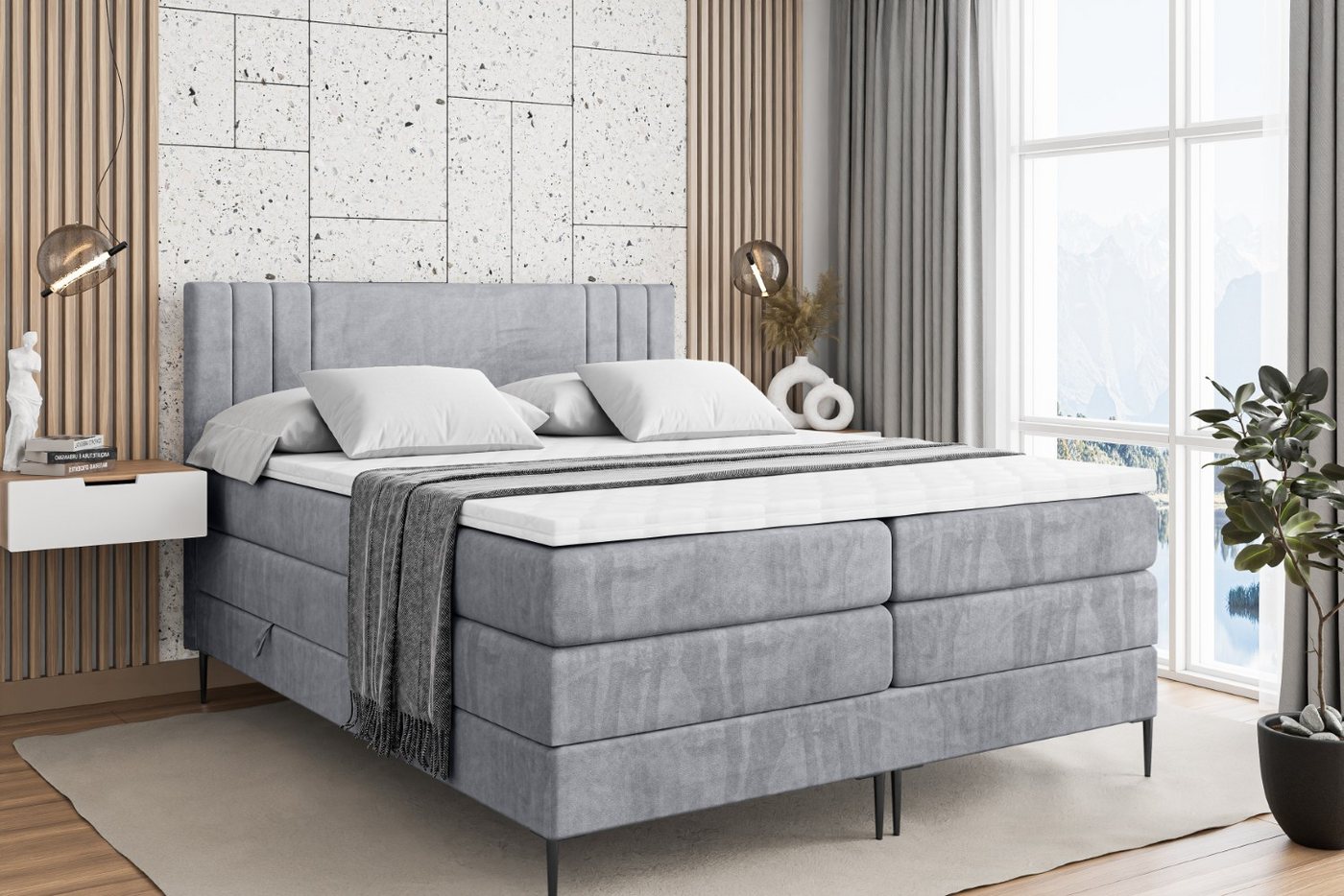 ALTDECOR Boxspringbett IDRIKO-F KING (Multipocket-Matratze H4, H3 Matratze Bonellfederung, Topper, Kopfteil) von ALTDECOR