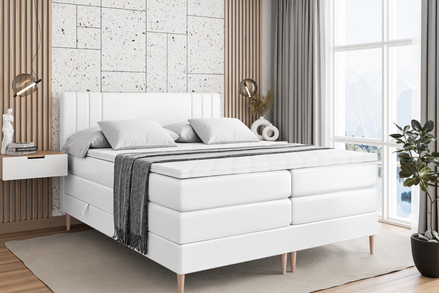 ALTDECOR Boxspringbett IDRIKO-F KING (Multipocket-Matratze H4, H3 Matratze Bonellfederung, Topper, Kopfteil) von ALTDECOR