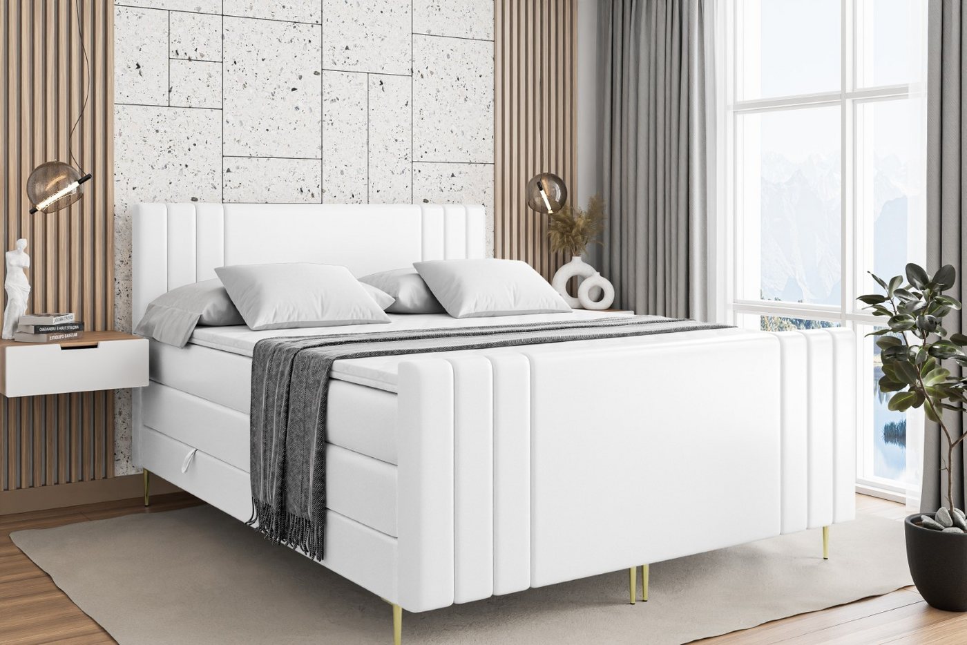 ALTDECOR Boxspringbett IDRIKO-F-Z KING (Multipocket-Matratze H4, H3 Matratze Bonellfederung, Topper, Kopfteil) von ALTDECOR
