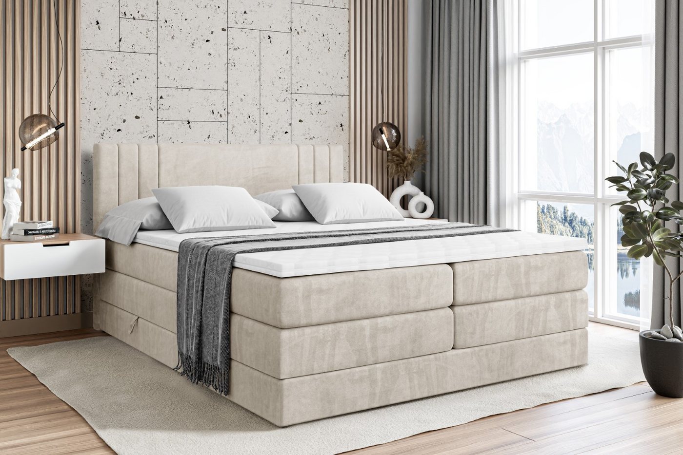 ALTDECOR Boxspringbett IDRIKO KING (Multipocket-Matratze H4, H3 Matratze Bonellfederung, Topper, Kopfteil) von ALTDECOR