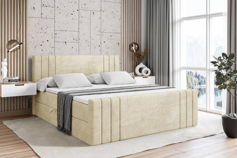 ALTDECOR Boxbett IDRIKO-Z (Multipocket-Matratze H4, H3 Matratze Bonellfederung, Topper, Kopfteil), Doppelbett mit Fußteil von ALTDECOR