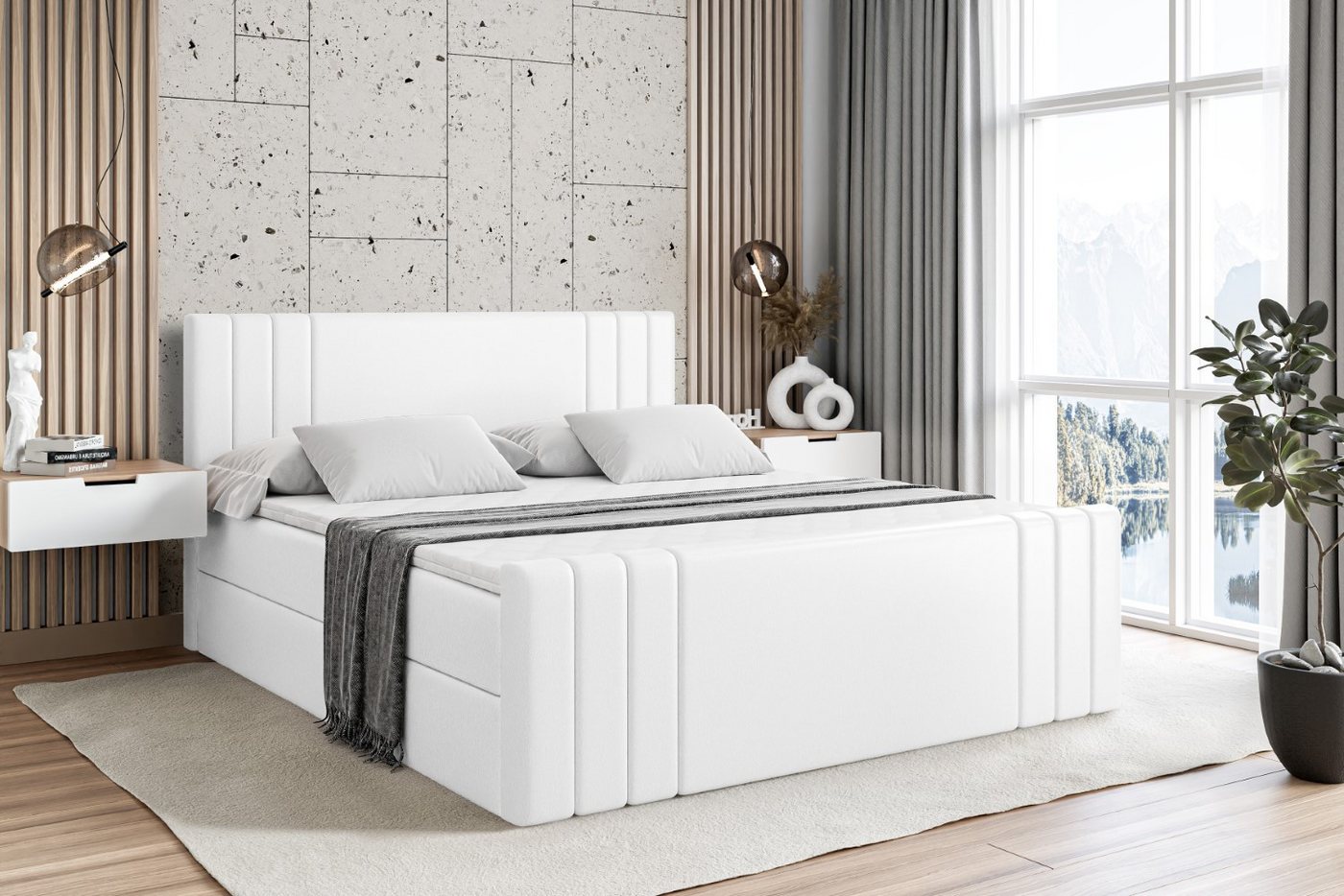 ALTDECOR Boxbett IDRIKO-Z (Multipocket-Matratze H4, H3 Matratze Bonellfederung, Topper, Kopfteil), Doppelbett mit Fußteil von ALTDECOR