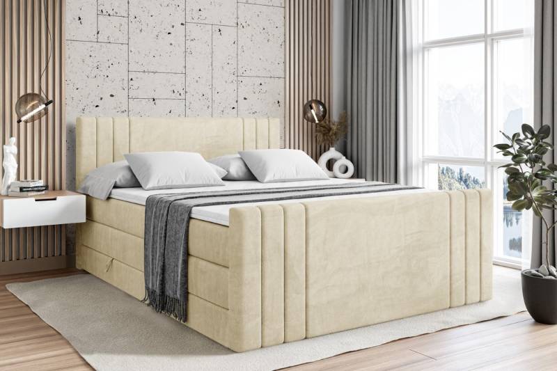 ALTDECOR Boxspringbett IDRIKO-Z KING (Multipocket-Matratze H4, H3 Matratze Bonellfederung, Topper, Kopfteil), Doppelbett mit Fußteil von ALTDECOR