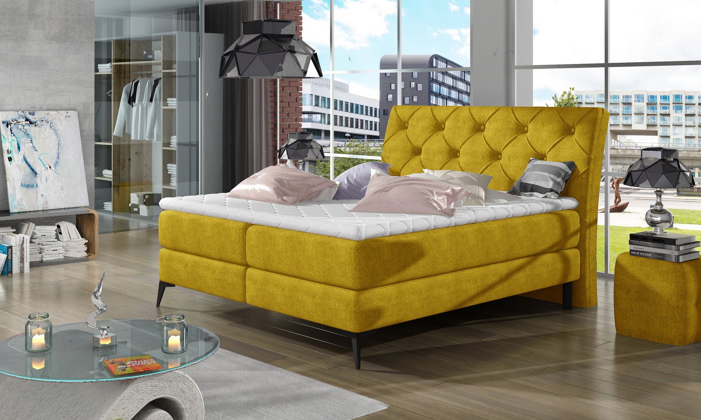 ALTDECOR Boxspringbett IZARA (H3 Matratze Bonellfederung, Topper, Kopfteil, Bettkasten) von ALTDECOR